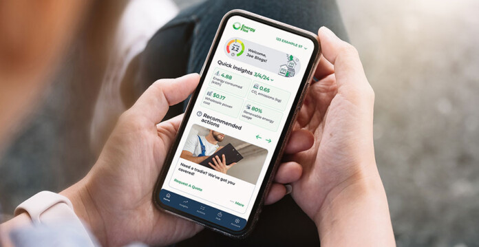 EnergyFlex app on a smartphone being held in male hands