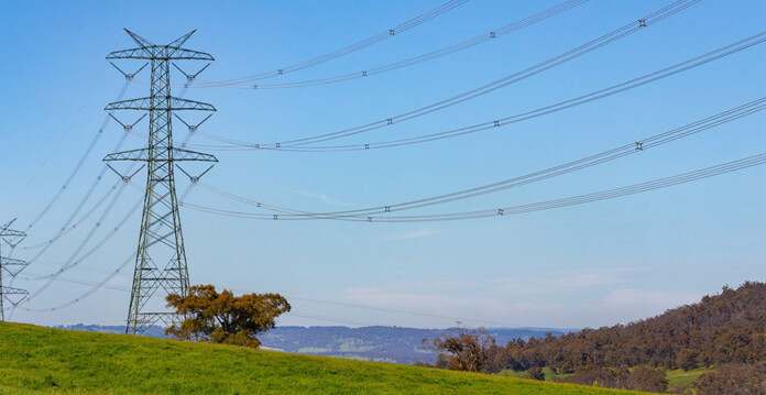 Transmission tower along HumeLink transmission line