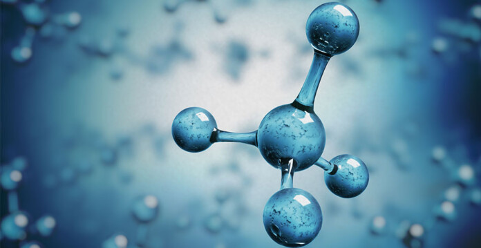 Rendered image of methane molecules (synthetic)