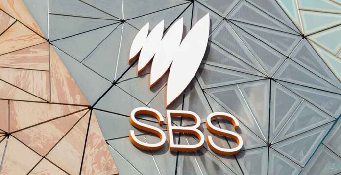 SBS logo outside Melbourne office headquarters